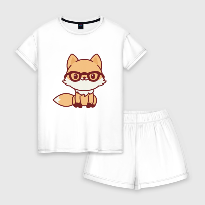 Женская пижама с шортиками хлопок Лисенок в очках фото