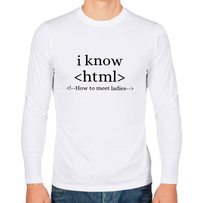 Мужской лонгслив хлопок How to meet ladies (HTML) фото