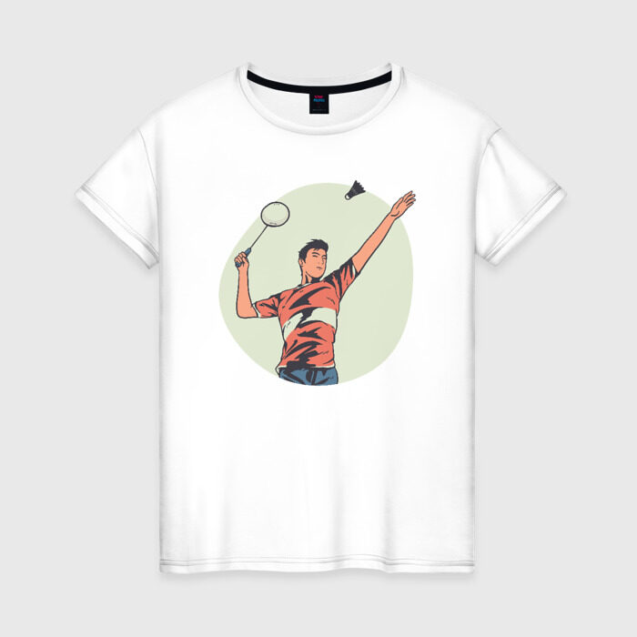 Женская футболка хлопок Бадминтон фото