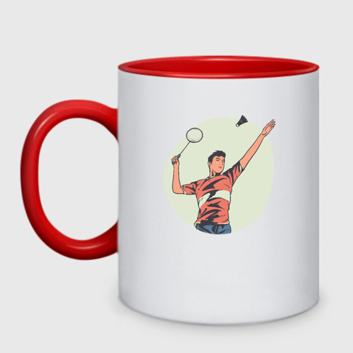 Кружка двухцветная Бадминтон фото