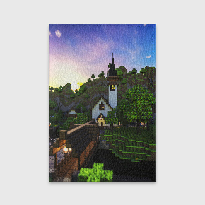 Обложка для паспорта матовая кожа MINECRAFT фото