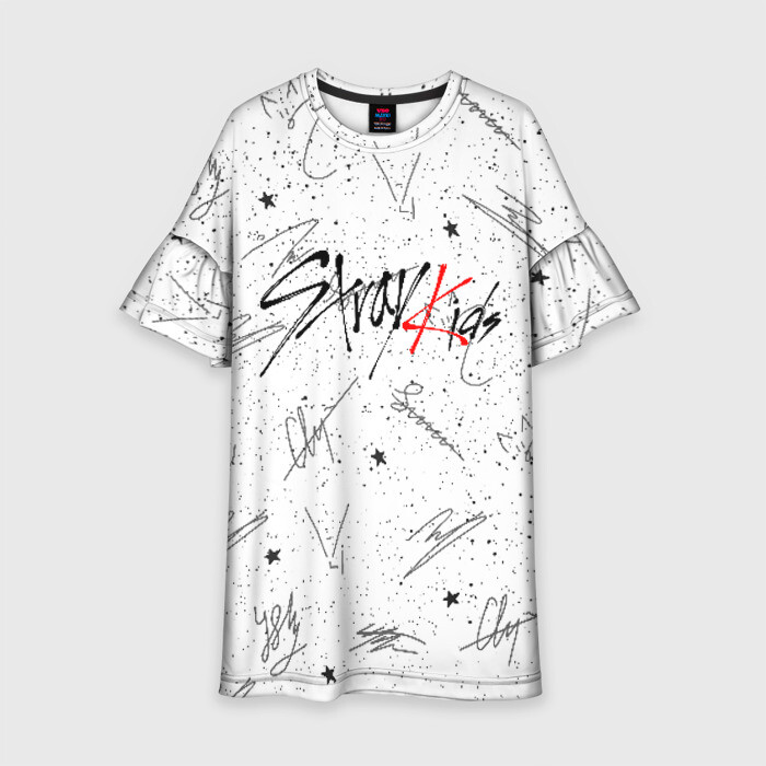 Детское платье 3D STRAY KIDS АВТОГРАФЫ фото