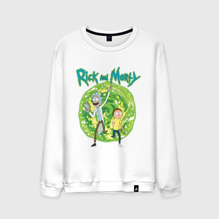Мужской свитшот хлопок Rick and Morti in the portal фото