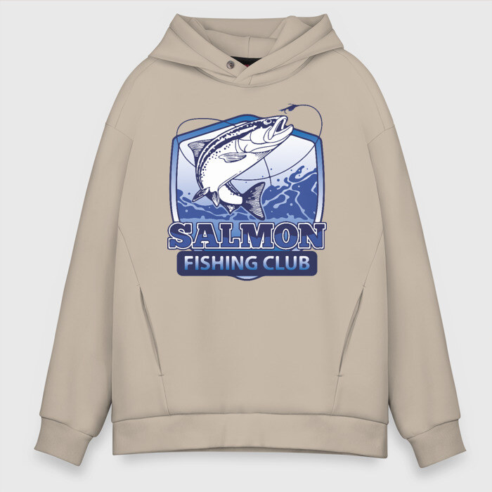 Мужское худи Oversize хлопок Salmon fishing club фото