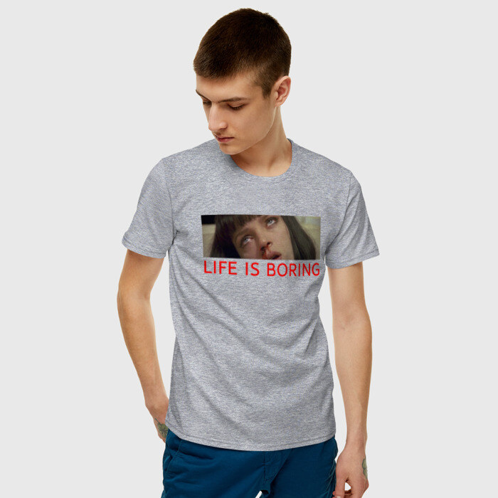 Мужская футболка хлопок Life is boring фото