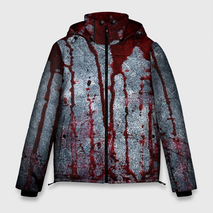 Мужская зимняя куртка 3D Кровь на металле фото