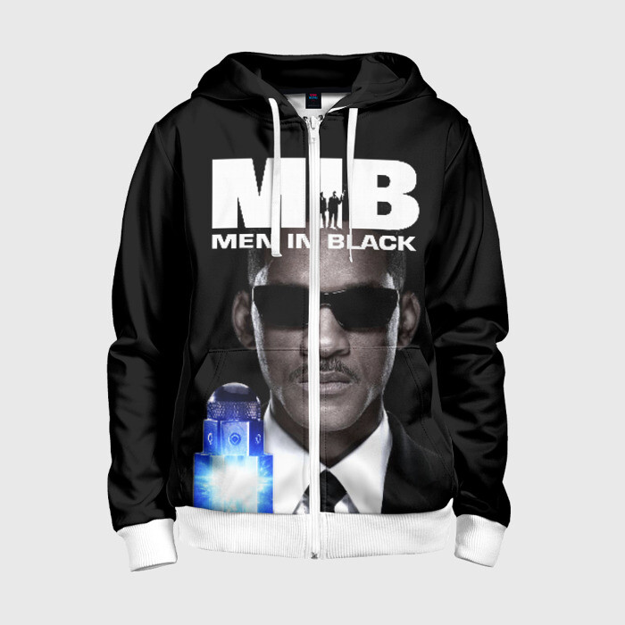 Детская толстовка 3D на молнии люди в черном фото