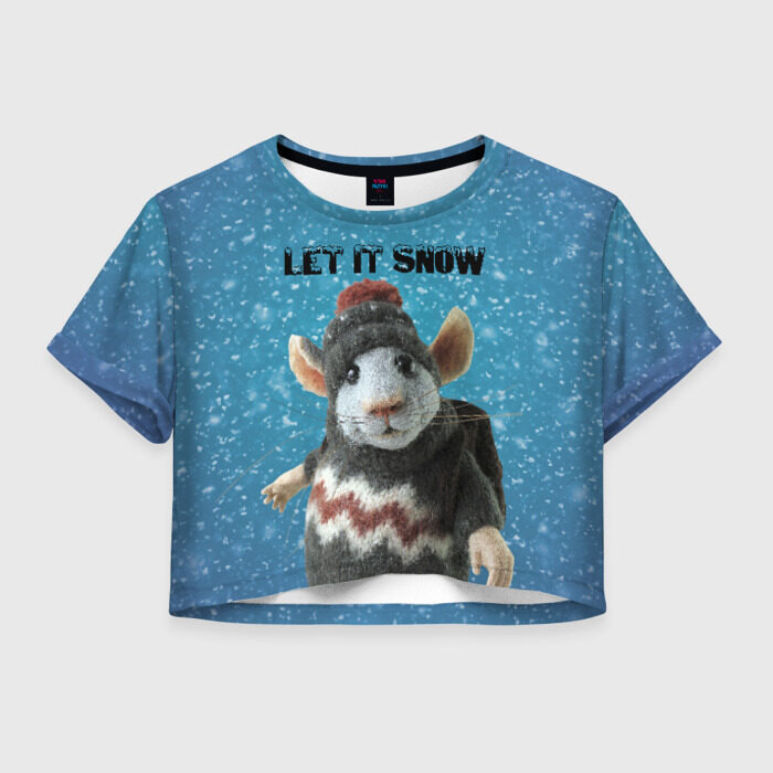 Женская футболка Crop-top 3D LET IT SNOW фото
