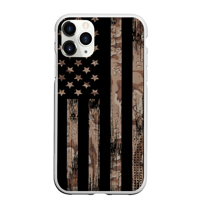 Чехол для iPhone 11 Pro матовый American Flag Camo фото
