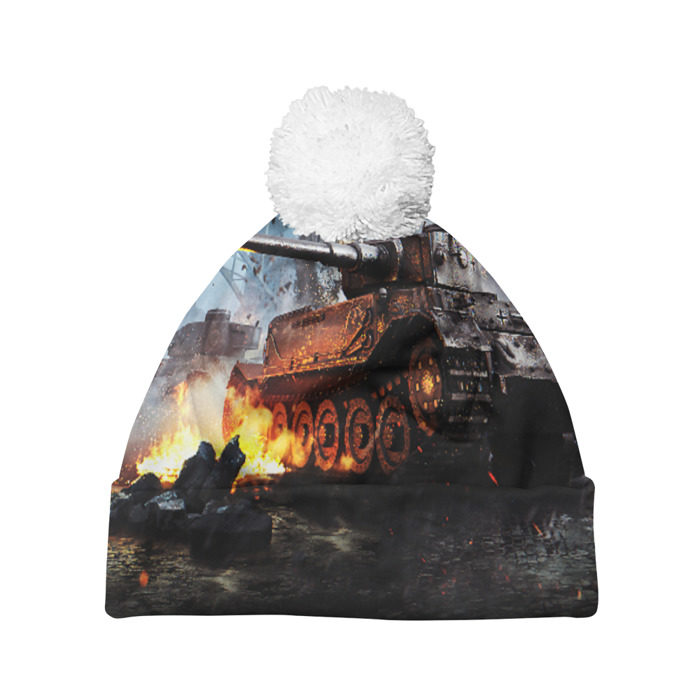 Шапка 3D c помпоном ТАНК фото