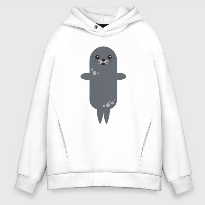 Мужское худи Oversize хлопок Миленький тюлень фото
