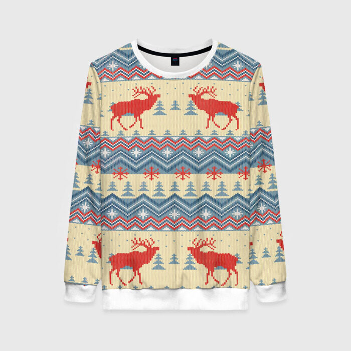Женский свитшот 3D Свитер с оленями фото