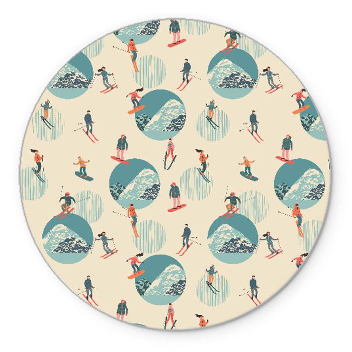 Коврик для мышки круглый лыжники фото