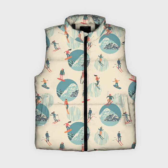 Женский жилет утепленный 3D лыжники фото