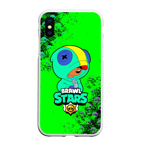 Чехол для iPhone XS Max матовый Brawl Stars LEON фото