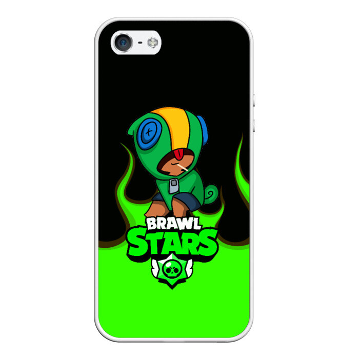 Чехол для iPhone 5/5S матовый Brawl Stars LEON фото