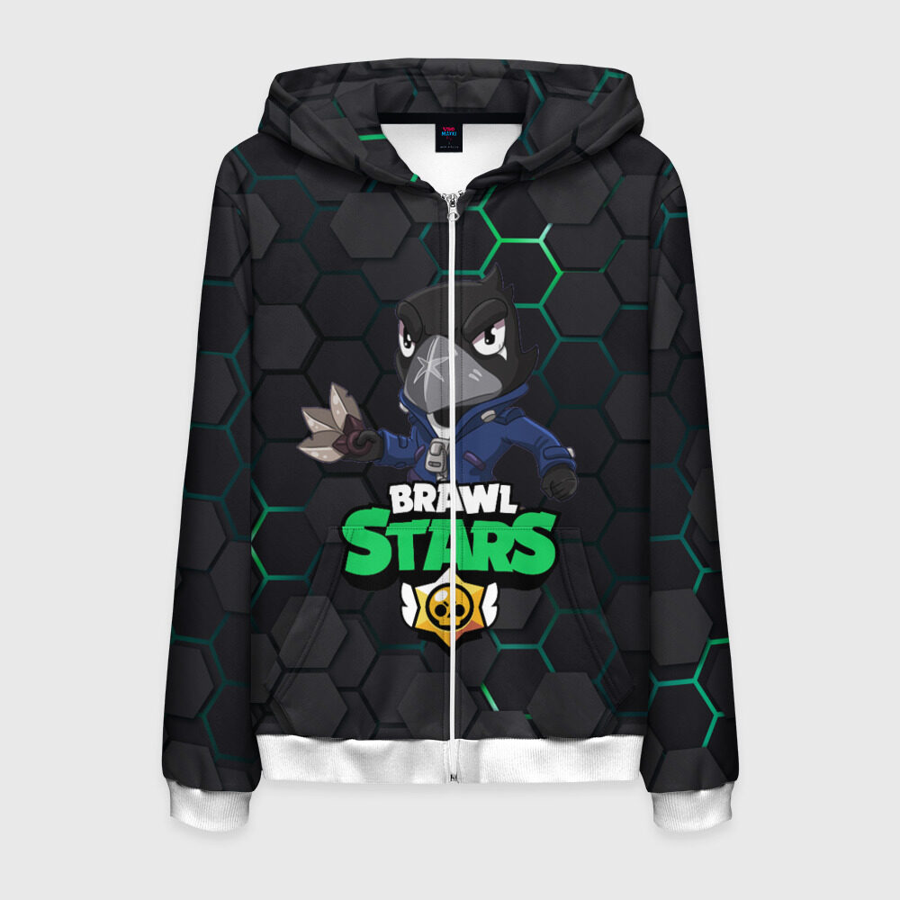 Мужская толстовка 3D на молнии Crow (Brawl Stars) фото