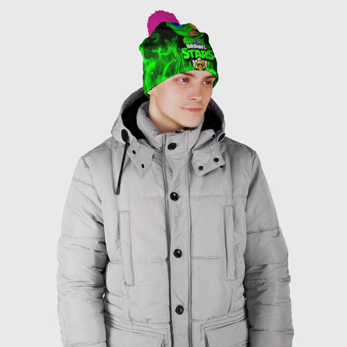 Шапка 3D c помпоном BRAWL STARS LEON фото