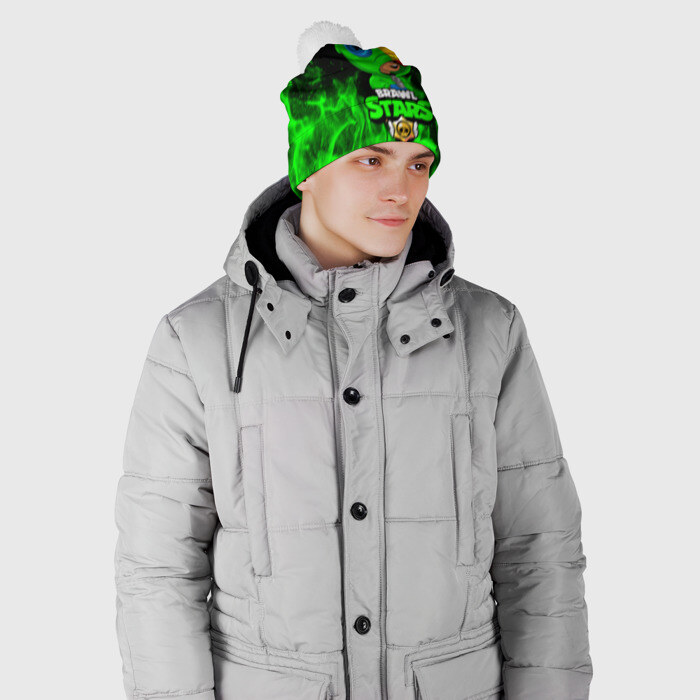 Шапка 3D c помпоном BRAWL STARS LEON фото