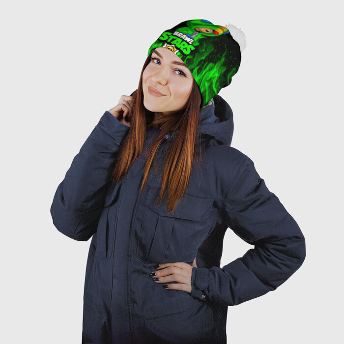 Шапка 3D c помпоном BRAWL STARS LEON фото