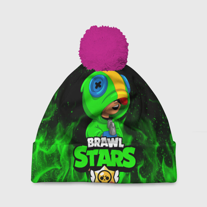 Шапка 3D c помпоном BRAWL STARS LEON фото
