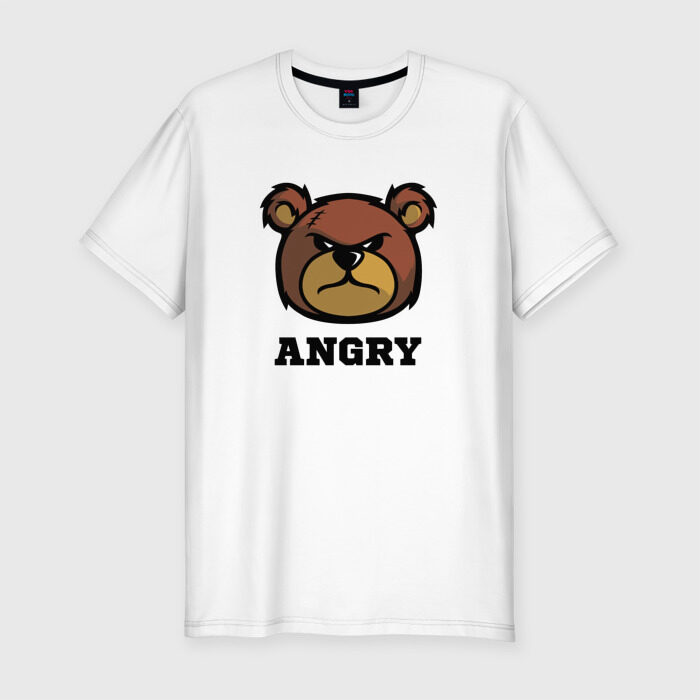 Мужская футболка хлопок Slim Злой мишка ANGRY TEDDY фото