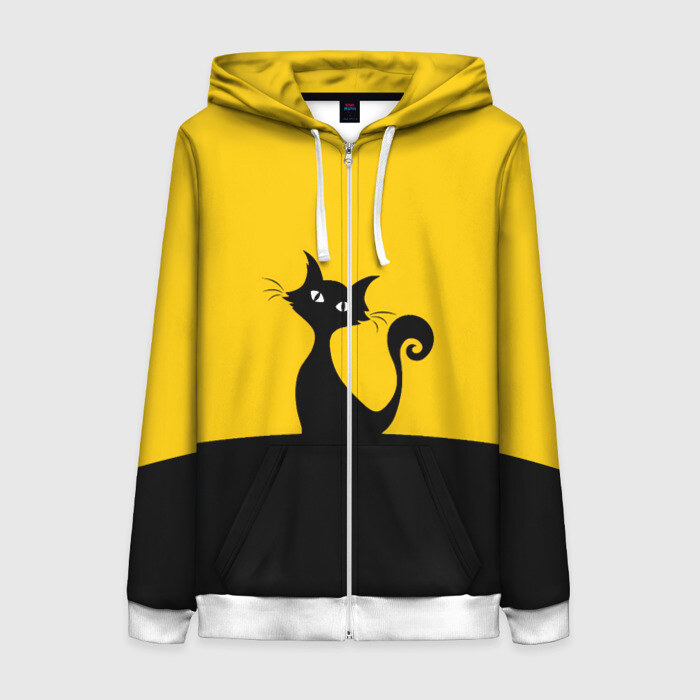 Женская толстовка 3D на молнии Гордый кот фото