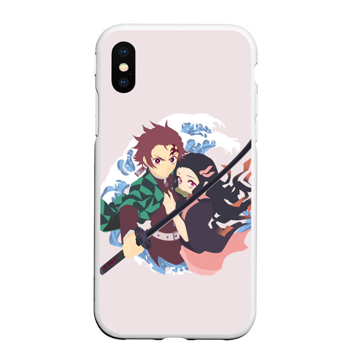 Чехол для iPhone XS Max матовый Tanjirou & Nezuko фото