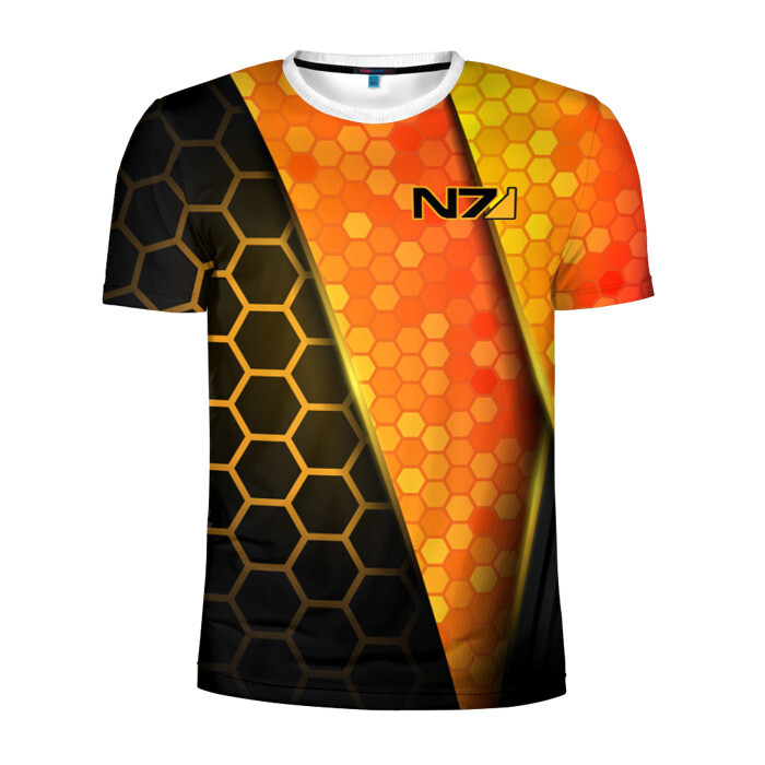 Мужская футболка 3D спортивная Mass Effect N7 фото