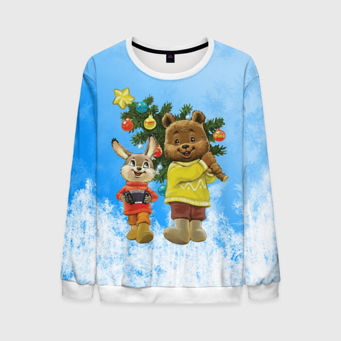 Мужской свитшот 3D Медведь и заяц фото