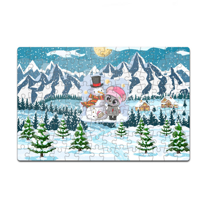 Пазл магнитный 126 элементов Милая мышка со снеговиком фото