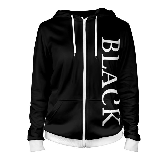 Женская толстовка 3D на молнии Чёрная футболка с текстом фото