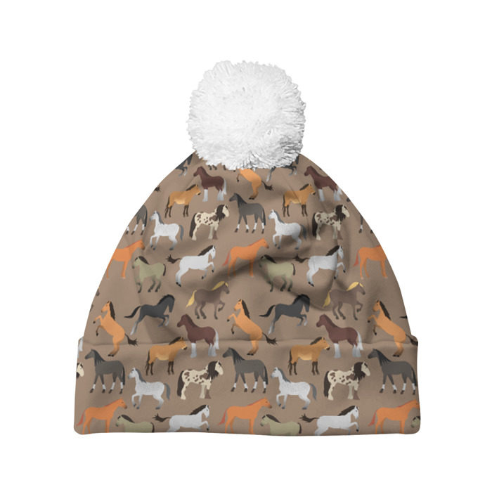 Шапка 3D c помпоном кони-лошади фото