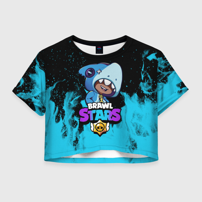 Женская футболка Crop-top 3D Brawl Stars LEON SHARK фото
