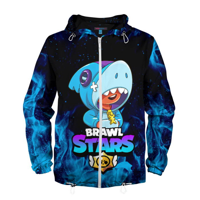 Мужская ветровка 3D BRAWL STARS LEON SHARK | ЛЕОН АКУЛА фото