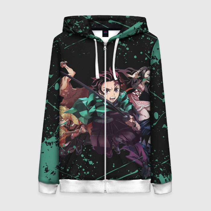 Женская толстовка 3D на молнии DEMON SLAYER KIMETSU NO YAIBA | КЛИНОК РАССЕКАЮЩИЙ ДЕМОНОВ фото