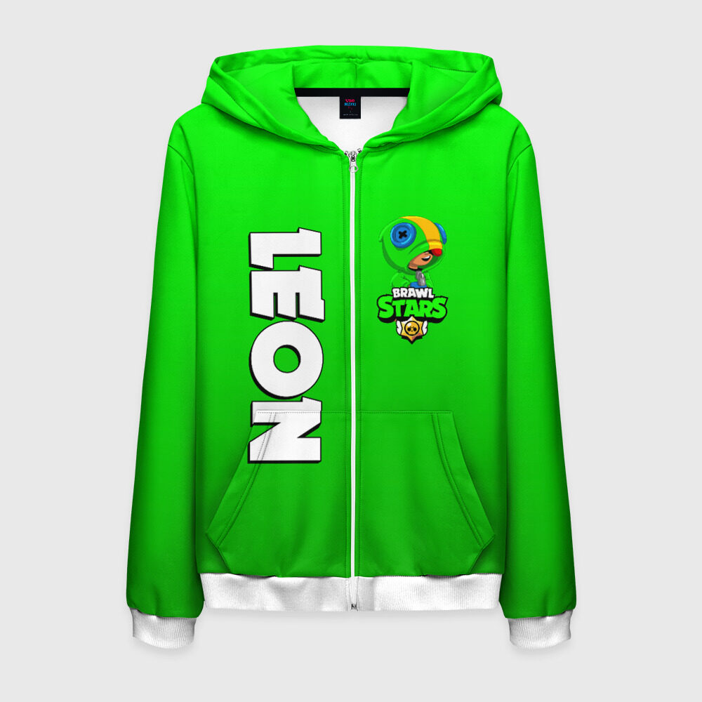 Мужская толстовка 3D на молнии BRAWL STARS LEON фото