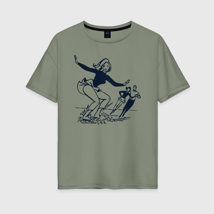 Женская футболка хлопок Oversize катание на льду фото