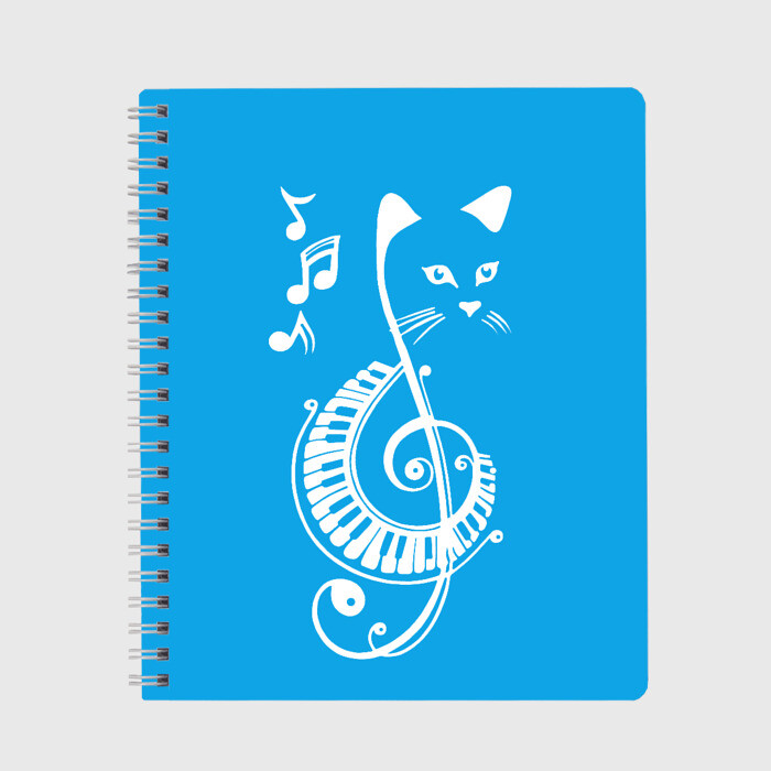 Тетрадь Котик Меломан голубой фото