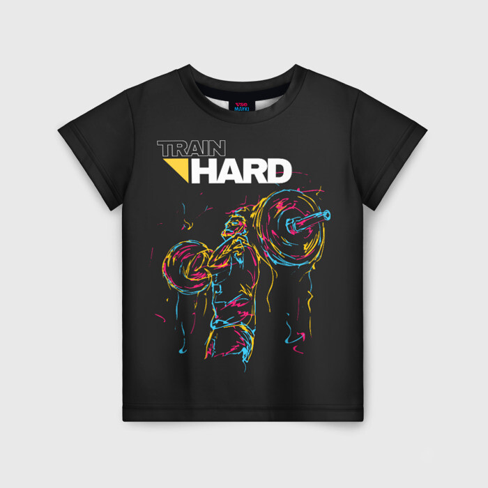 Детская футболка 3D Train hard фото