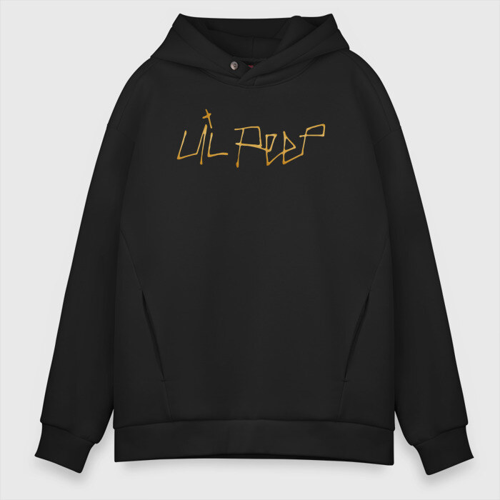 Мужское худи Oversize хлопок LIL PEEP GOLDEN LOGO фото