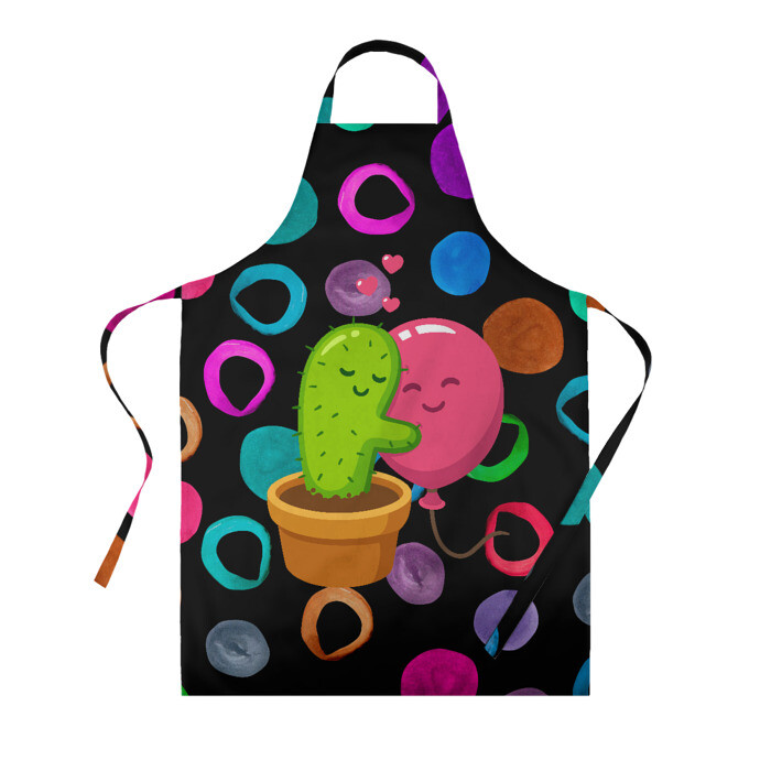 Фартук 3D Влюбленные кактус и шарик фото