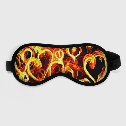 Маска для сна 3D ОГНЕННЫЕ СЕРДЦА фото