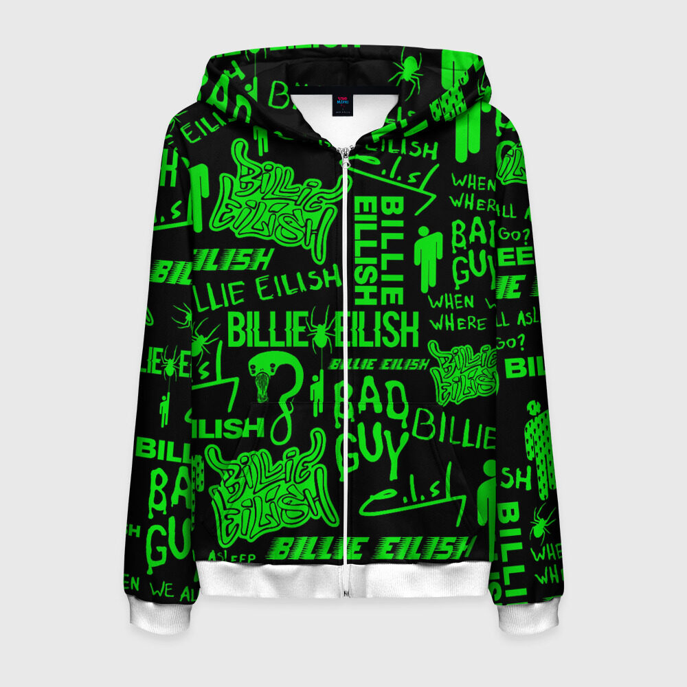 Мужская толстовка 3D на молнии BILLIE EILISH фото