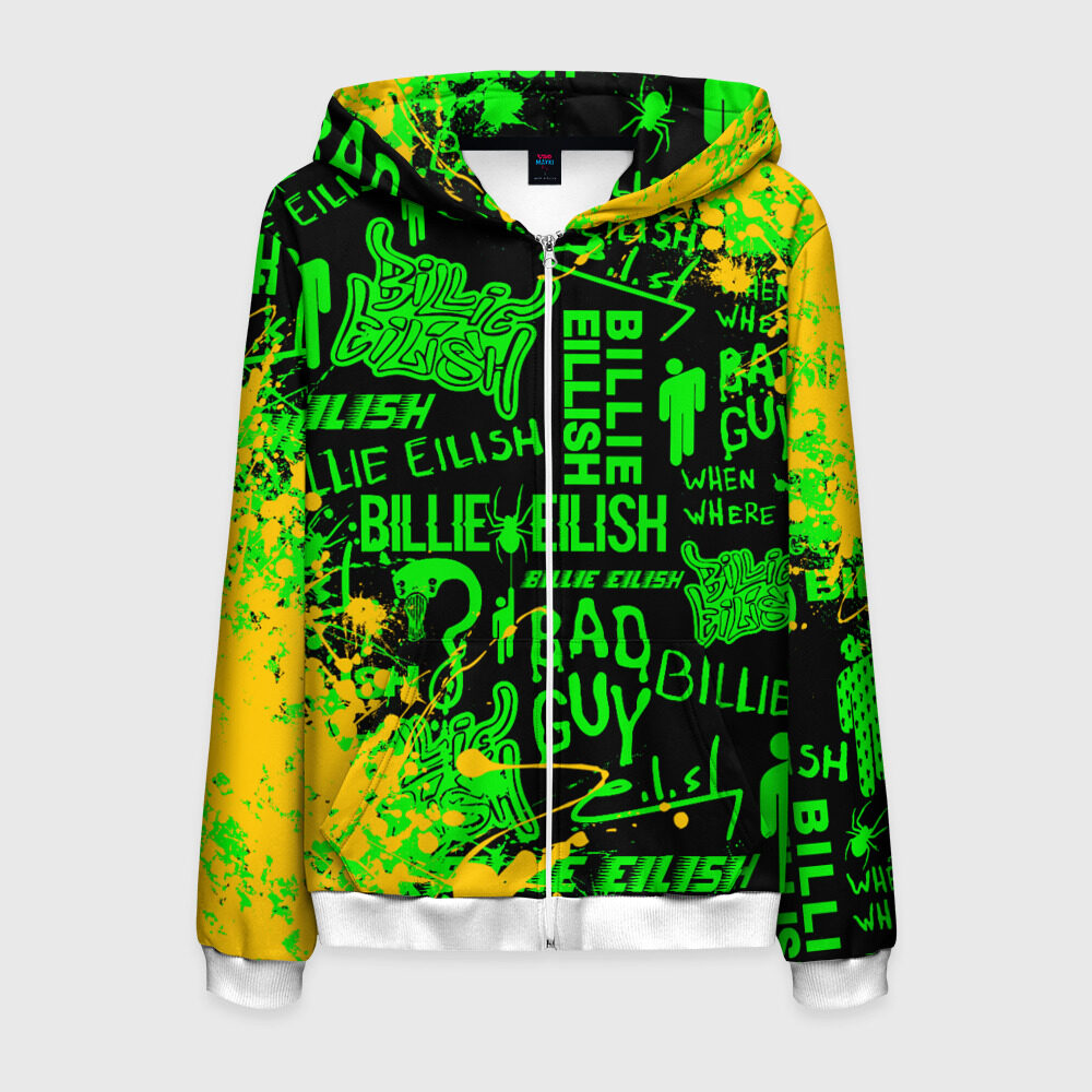 Мужская толстовка 3D на молнии BILLIE EILISH фото