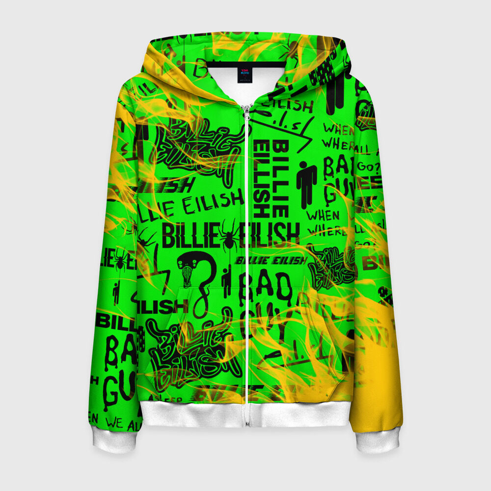 Мужская толстовка 3D на молнии BILLIE EILISH фото