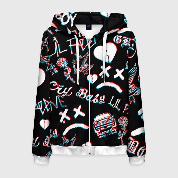 Мужская толстовка 3D на молнии LIL PEEP GLITCH фото