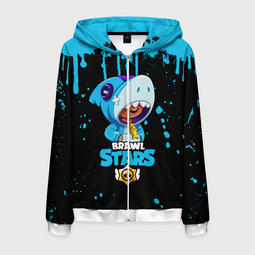 Мужская толстовка 3D на молнии Brawl Stars Leon Shark фото