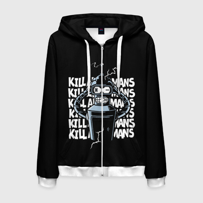 Мужская толстовка 3D на молнии Futurama Bender фото