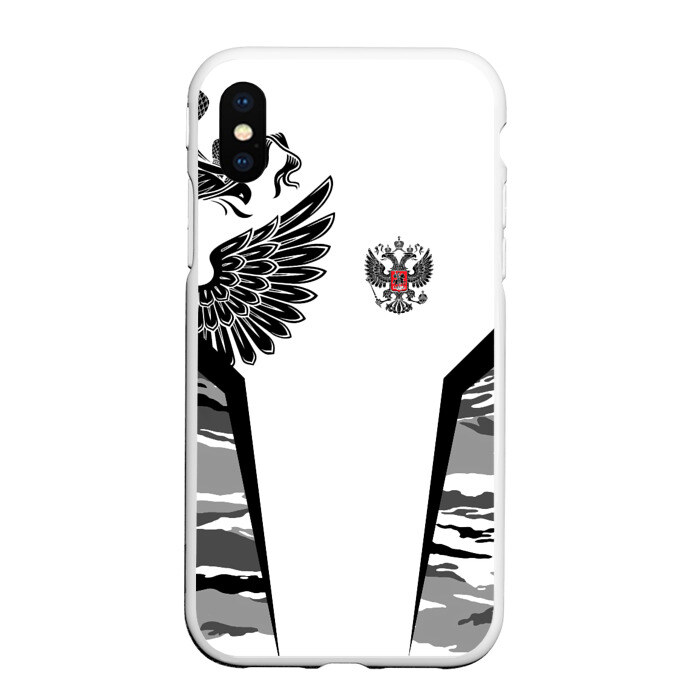 Чехол для iPhone XS Max матовый Камуфляж Россия фото